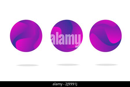 Set of abstract badges, icons or shapes in trendy purple colors Stock Vector