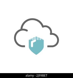 Cloud and shield vector icon. Secure storage filled symbol. Stock Vector