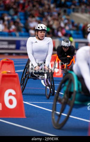 21-MAY-2022 GBR COCKROFT Hannah in the Women 400m Wheelchair Event the at the Muller Birmingham Diamond League Alexander Stadium, Perry Barr, Birmingham Credit: PATRICK ANTHONISZ/Alamy Live News Stock Photo