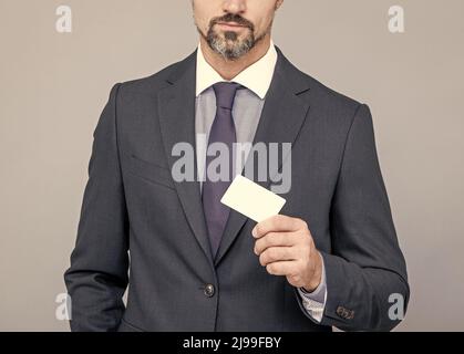 empty plastic business name card. successful ceo suggest easy banking profit payment. Stock Photo