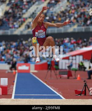 Birmingham, UK. 21st May 2021. 21st May 2022 ; Alexander Stadium, Birmingham, Midlands, England; M&#xfc;ller Birmingham Diamond League Athletics: Maryna Bekh-Roanchuk UKR finished second in the Womens Long Jump with a distance of 6.66m Credit: Action Plus Sports Images/Alamy Live News Stock Photo