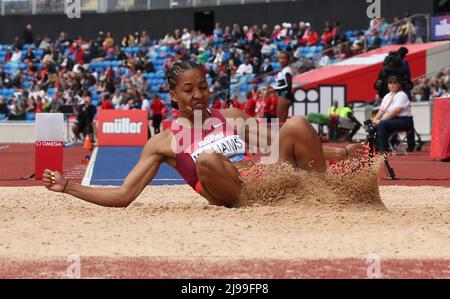 Birmingham, UK. 21st May 2021. 21st May 2022 ; Alexander Stadium, Birmingham, Midlands, England; M&#xfc;ller Birmingham Diamond League Athletics: Kendell Williams GBR finished 6th in the Women's Long Jump with a jump of 6.47m Credit: Action Plus Sports Images/Alamy Live News Stock Photo