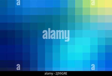 Gradient blue background. Geometric texture from dark to light blue squares. Abstract pattern of square pixels. A backing of mosaic squares for Stock Vector