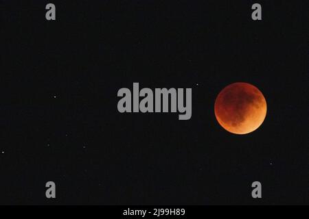 Moon Phases of the 2022 Total Lunar Eclipse Stock Photo