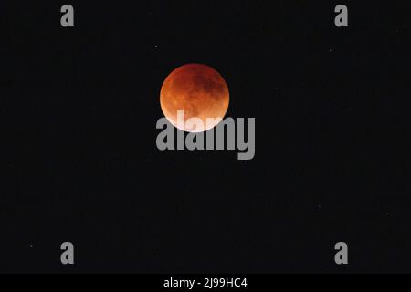 Moon Phases of the 2022 Total Lunar Eclipse Stock Photo
