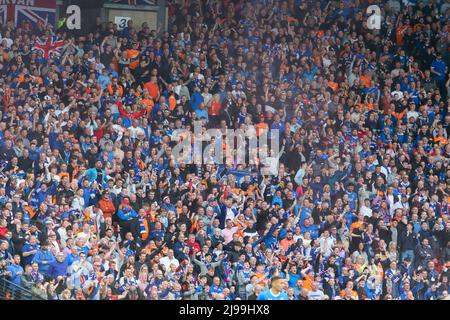 Glasgow, UK. 21st May, 2022. The final of the Scottish Cup was held at Hampden Park, the national stadium of Scotish footballand played between Rangers FC from Glasgow and Heart of Midlothian from Edinburgh. Rangers won the match, 2 - 0, with it going into extra time, and the goals being scored by RYAN JACK in 94 minutes and SCOTT WRIGHT in 97 minutes. Rangers have won this trophy for the first time since 2009. Credit: Findlay/Alamy Live News Stock Photo