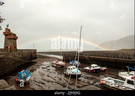 Rainbow at Lynmouth, Devon Stock Photo