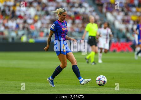 TURIN, ITALY. 21 MAY 2022. María Pilar Leon of FC Barcelona during the UEFA Women's Champions League final 2022 between FC Barcelona and Olympique Lyonnais on May 21, 2022 at Juventus Stadium in Turin, Italy. Barcelona lost 1-3 over Olympique Lyonnais. Credit: Massimiliano Ferraro/Medialys Images/Alamy Live News Stock Photo