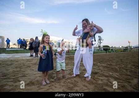 Balitmore, United States. 21st May, 2022. Jockey Jose Ortiz's family celebrates after he wins the 147th Preakness Stakes at the Pimlico Race Course in Baltimore, Maryland on Saturday, May 21, 2022. Photo by Bonnie Cash/UPI Credit: UPI/Alamy Live News Stock Photo