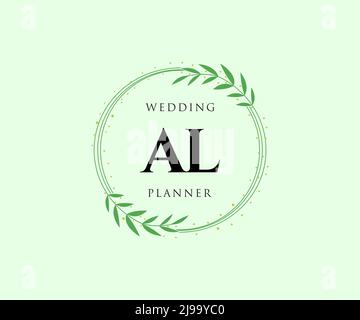 AL Initials letter Wedding monogram logos collection, hand drawn modern minimalistic and floral templates for Invitation cards, Save the Date, elegant Stock Vector