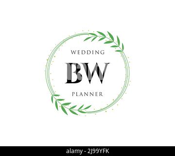 BW Initials letter Wedding monogram logos collection, hand drawn modern minimalistic and floral templates for Invitation cards, Save the Date, elegant Stock Vector