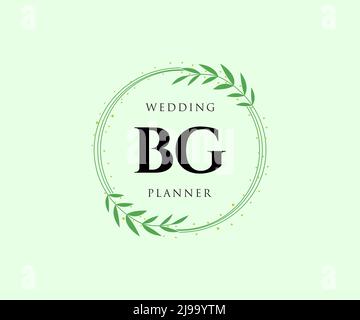 BG Initials letter Wedding monogram logos collection, hand drawn modern minimalistic and floral templates for Invitation cards, Save the Date, elegant Stock Vector