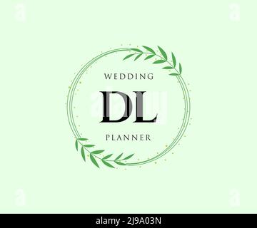 DL Initials letter Wedding monogram logos collection, hand drawn modern minimalistic and floral templates for Invitation cards, Save the Date, elegant Stock Vector