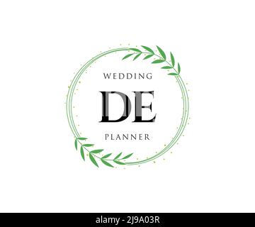 DE Initials letter Wedding monogram logos collection, hand drawn modern minimalistic and floral templates for Invitation cards, Save the Date, elegant Stock Vector