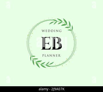EB Initials letter Wedding monogram logos collection, hand drawn modern minimalistic and floral templates for Invitation cards, Save the Date, elegant Stock Vector