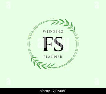 FS Initials letter Wedding monogram logos collection, hand drawn modern minimalistic and floral templates for Invitation cards, Save the Date, elegant Stock Vector