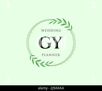 GY Initials letter Wedding monogram logos collection, hand drawn modern minimalistic and floral templates for Invitation cards, Save the Date, elegant Stock Vector