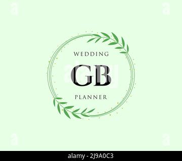 GB Initials letter Wedding monogram logos collection, hand drawn modern minimalistic and floral templates for Invitation cards, Save the Date, elegant Stock Vector