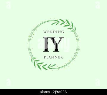 IY Initials letter Wedding monogram logos collection, hand drawn modern minimalistic and floral templates for Invitation cards, Save the Date, elegant Stock Vector
