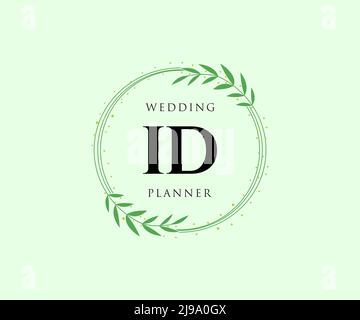 ID Initials letter Wedding monogram logos collection, hand drawn modern minimalistic and floral templates for Invitation cards, Save the Date, elegant Stock Vector