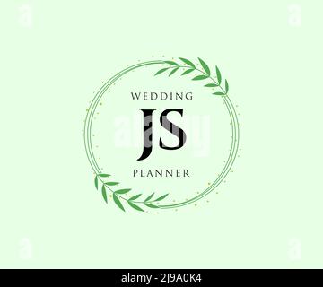 JS Initials letter Wedding monogram logos collection, hand drawn modern minimalistic and floral templates for Invitation cards, Save the Date, elegant Stock Vector