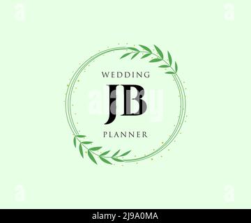 JB Initials letter Wedding monogram logos collection, hand drawn modern minimalistic and floral templates for Invitation cards, Save the Date, elegant Stock Vector