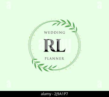 RL Initials letter Wedding monogram logos collection, hand drawn modern minimalistic and floral templates for Invitation cards, Save the Date, elegant Stock Vector