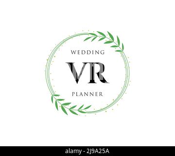 VR Initials letter Wedding monogram logos collection, hand drawn modern minimalistic and floral templates for Invitation cards, Save the Date, elegant Stock Vector