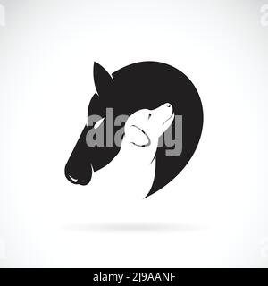 Vector of horse and dog on white background. Easy editable layered vector illustration. Stock Vector