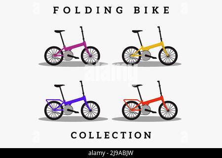 folding bike flat illustration collection Stock Vector