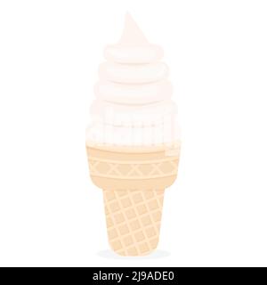 White ice cream in a waffle cup Stock Vector