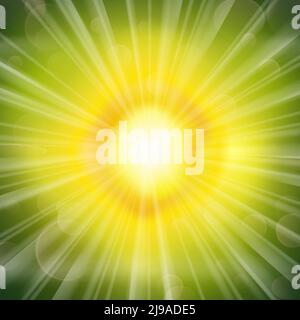 Stunning green glow radiating rays background. Vector illustration. EPS10 opacity Stock Vector