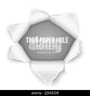 Torn paper hole vector background. Design ripped, bullethole or breakthrough illustration Stock Vector