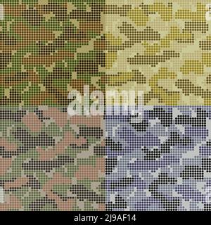 Dotted Camouflage Patterns Set in different colors Stock Vector