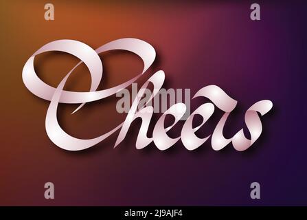 Typographical inscription template with calligraphic elegant Cheers word on blurred background isolated vector illustration Stock Vector