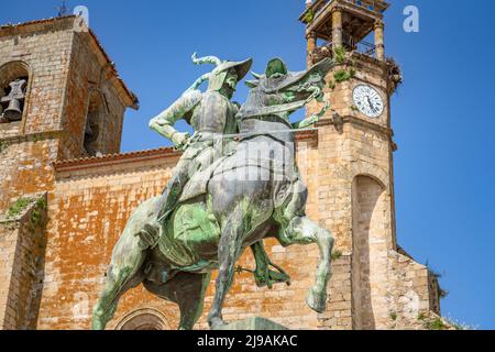 Trujillo, Spain. April 29, 2022.Francisco Pizarro bronze statue by American sculptor Charles Cary Rumsey at the beginning of the 20th century Stock Photo