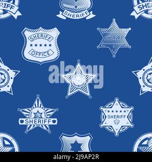 Sheriff badge seamless pattern. Western police american, law and circle. Vector illustration Stock Vector
