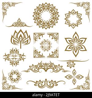 Thai ethnic decorative elements vector. Element ethnic, decorative ornament, ethnic thai illustration Stock Vector
