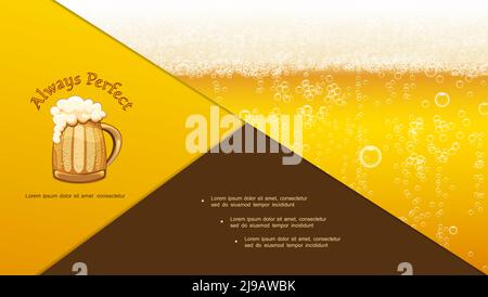 Realistic craft beer composition with bubbles foam and mug full of frothy beverage vector illustration Stock Vector