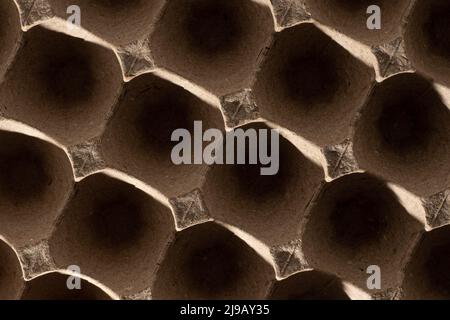 Abstract background. frame geometry. Egg packaging. Paper tray for domestic eggs. Beige and grey. Minimalism. Paper packaging egg carton Stock Photo