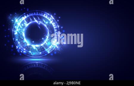 Abstract hi-tech background. luminous swirling. Glowing spiral cover. Halo around. Power isolated. Sparks particle. Space tunnel. LED color ellipse. G Stock Vector
