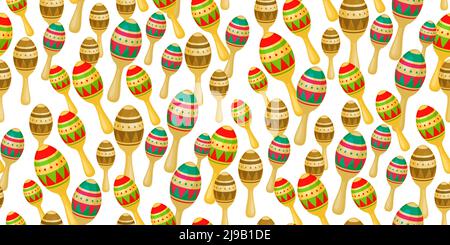 Bright maracas. Seamless pattern with colorful musical instruments maracas on white. Mexcian traditional toy. Vector design for fabric, wallpaper, wra Stock Vector