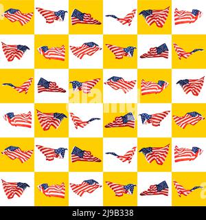 Collage of American flags, many flags, USA Stock Photo