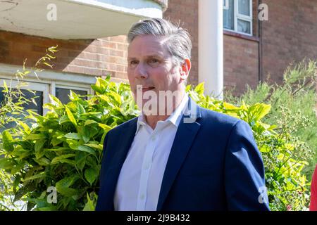 UK Labour Party Leader Keir Starmer votes near to his house at Kentish Town this morning.   Image shot on the 5th May 2022.  © Belinda Jiao   jiao.bil