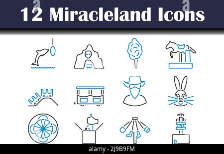 Miracleland Icon Set. Editable Bold Outline With Color Fill Design. Vector Illustration. Stock Vector