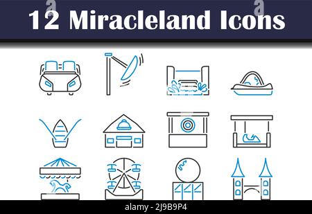 Miracleland Icon Set. Editable Bold Outline With Color Fill Design. Vector Illustration. Stock Vector