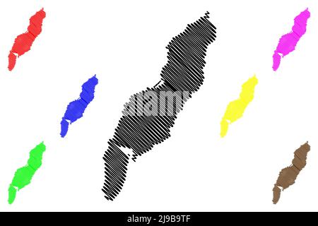 Andoya island (Kingdom of Norway, Vesteralen archipelago) map vector ...
