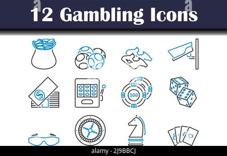 Gambling Icon Set. Editable Bold Outline With Color Fill Design. Vector Illustration. Stock Vector