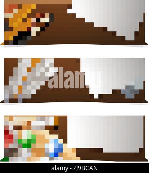 Artist horizontal banner set with painter supplies elements isolated ...