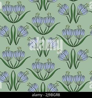 Seamless vector pattern with romantic flowers on blue background. Elegance floral wallpaper design. Victorian fashion textile. Stock Vector